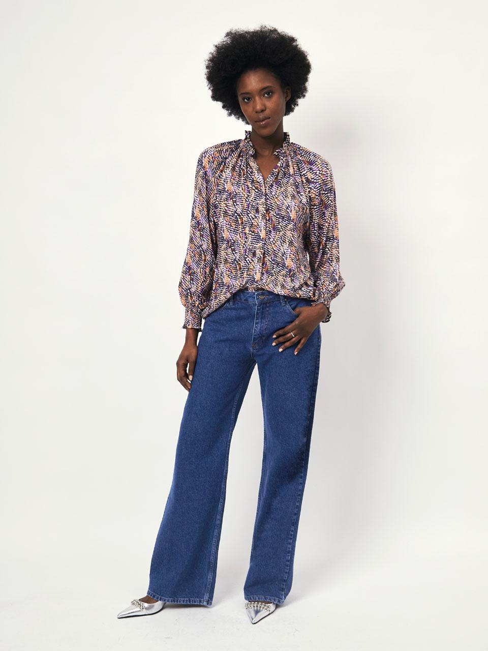 Dante 6 Bexley blouse-74% polyester, 18% viskose, 8% elasthaan-DAMES TOPS & BLOUSES-Paars