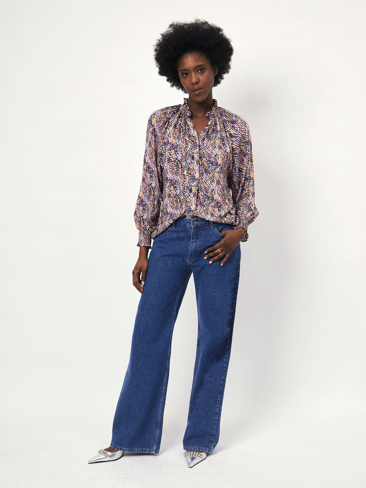 Dante 6 Bexley blouse-74% polyester, 18% viskose, 8% elasthaan-DAMES TOPS & BLOUSES-Paars