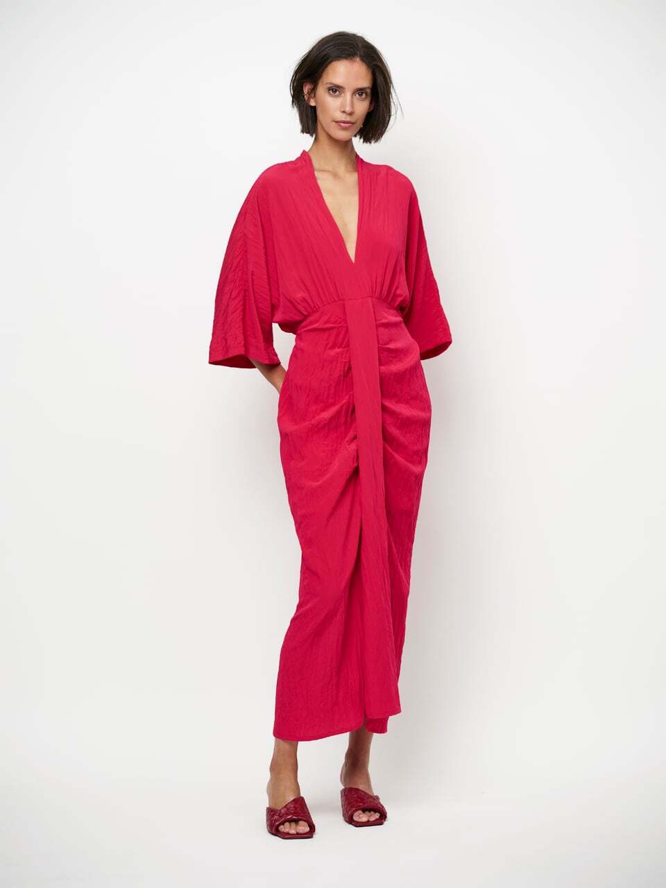 Dante 6 Bradshaw lange jurk – Rood-81% viscose, 19% polyamide-DAMES JURKEN-Rood
