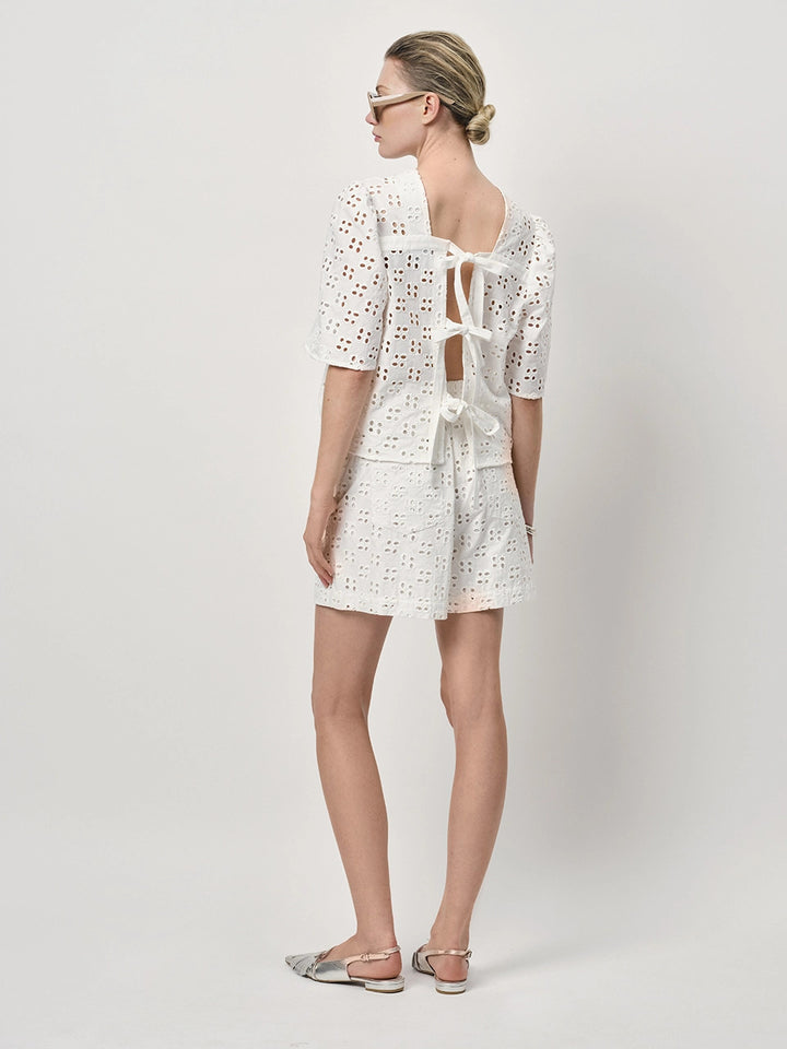 Dante 6 broderie shorts TREVA-100% katoen-DAMES BROEKEN-Wit