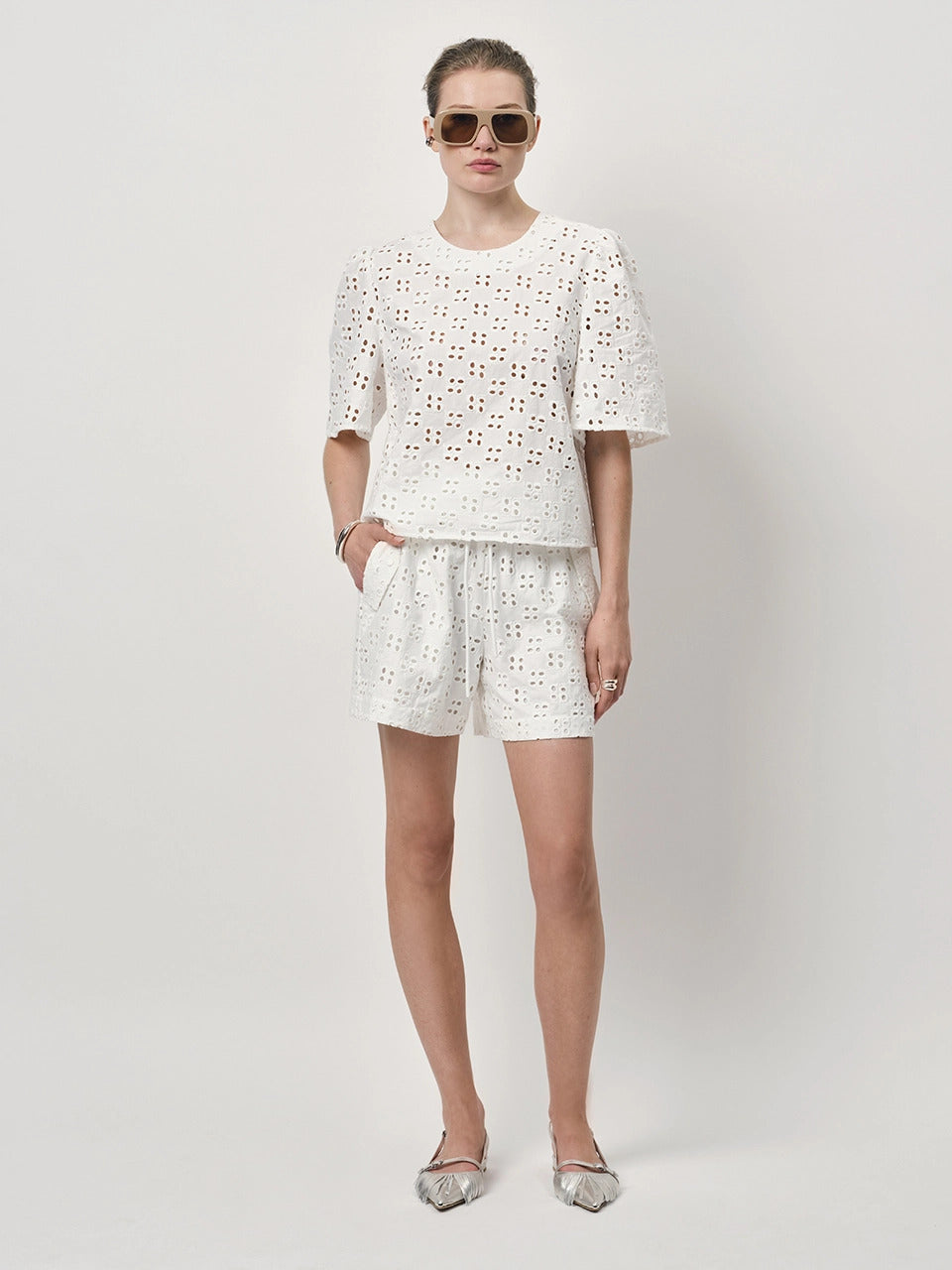 Dante 6 broderie shorts TREVA-100% katoen-DAMES BROEKEN-Wit