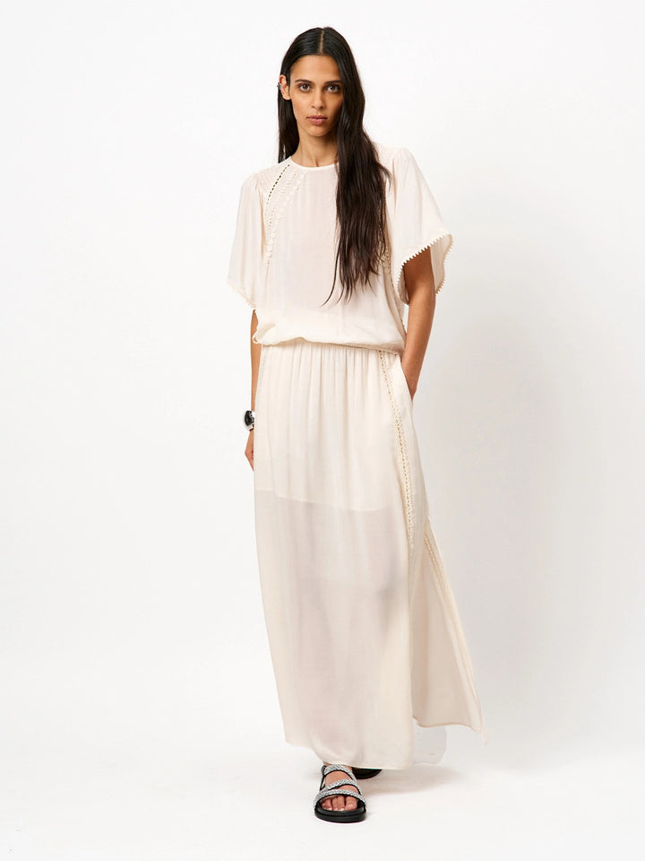 Dante 6 Callahan boho maxi rok met verfijnd detail-100% viskose-DAMES ROKKEN-Beige