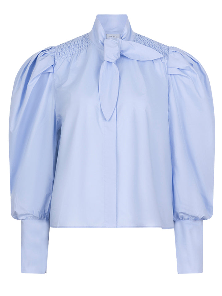 Dante 6 Casson Smocked Blouse – Blue Mist-100% katoen-DAMES TOPS & BLOUSES-Blauw