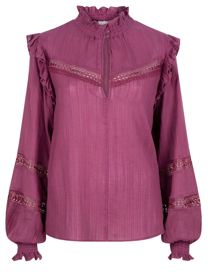 Dante 6 D6VIVI ruffled top-100% katoen-DAMES TOPS & BLOUSES-Paars