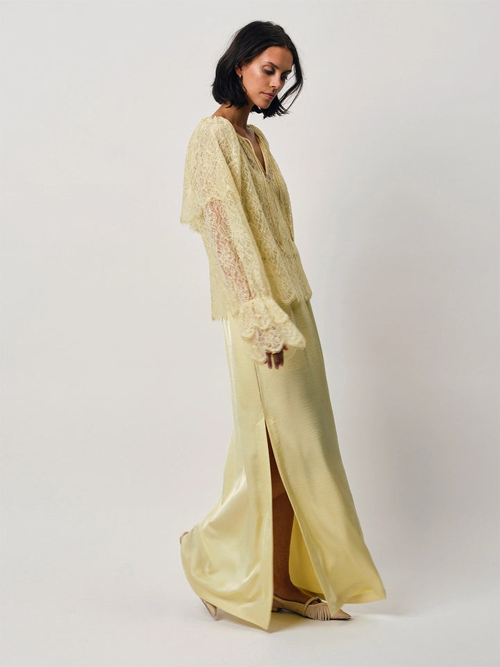 Dante 6 Dimal Maxi-Rok Limoncello-100% polyester<br />-DAMES ROKKEN-Geel