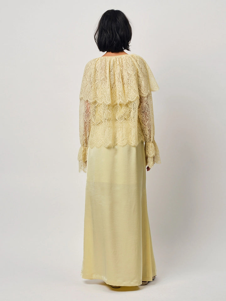 Dante 6 Dimal Maxi-Rok Limoncello-100% polyester<br />-DAMES ROKKEN-Geel