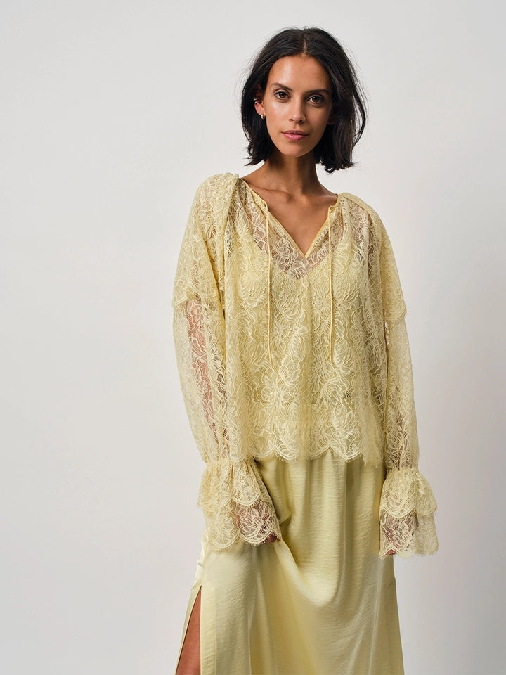 Dante 6 Dimal Maxi-Rok Limoncello-100% polyester<br />-DAMES ROKKEN-Geel