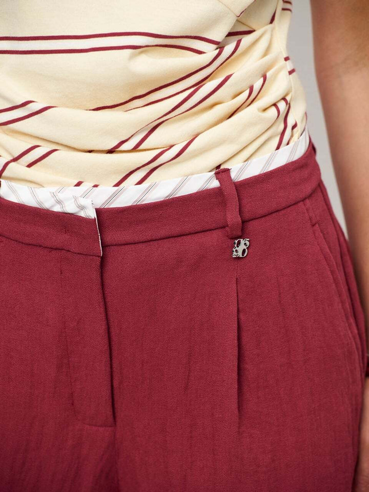 Dante 6 Emra bermuda short linnenlook – Rood-67% viscose, 33% polyamide-DAMES BROEKEN-Rood
