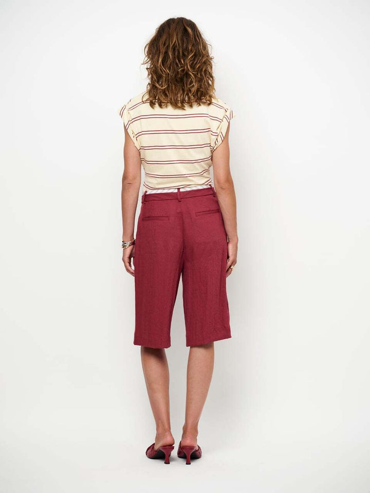 Dante 6 Emra bermuda short linnenlook – Rood-67% viscose, 33% polyamide-DAMES BROEKEN-Rood
