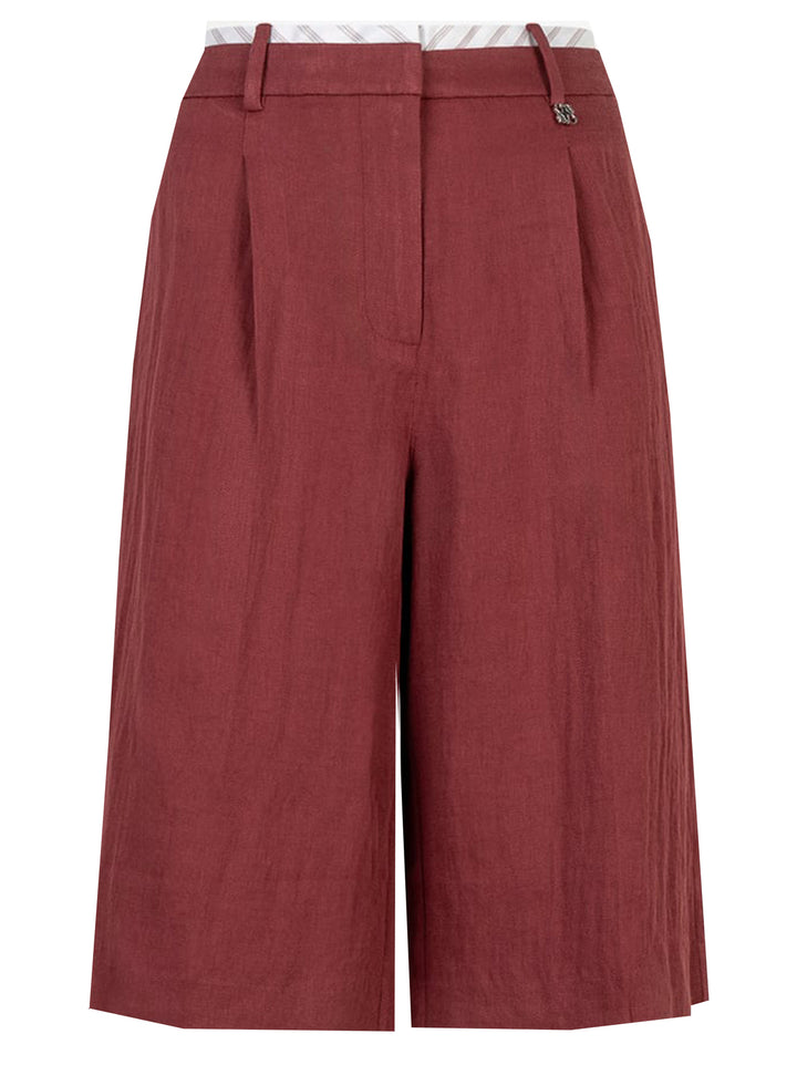 Dante 6 Emra bermuda short linnenlook – Rood-67% viscose, 33% polyamide-DAMES BROEKEN-Rood