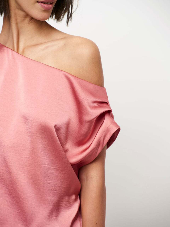 Dante 6 Epic off-shoulder satijnen maxijurk – Roze-100% polyester-DAMES JURKEN-Roze