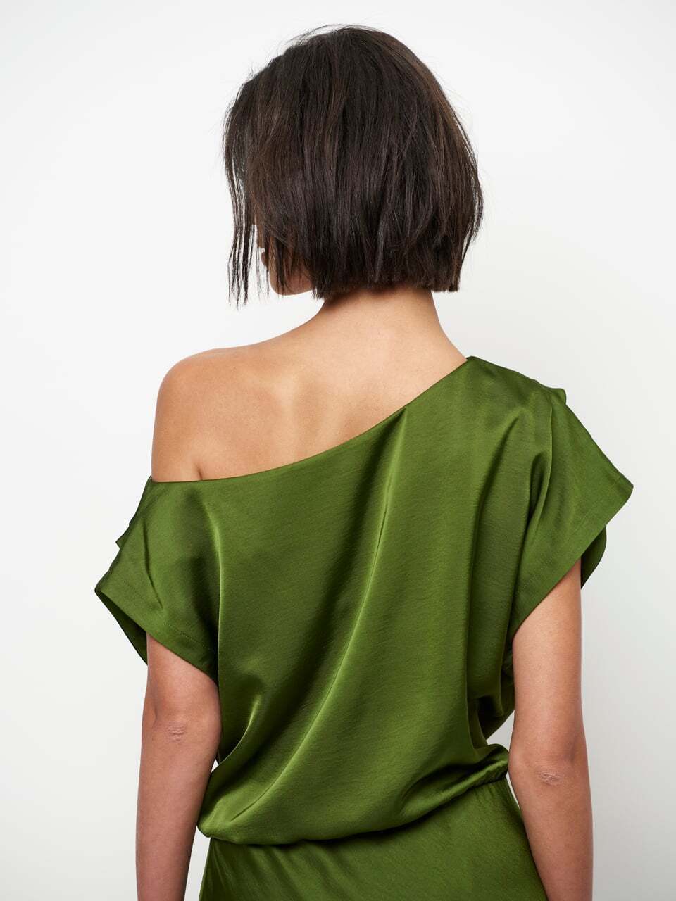 Dante 6 Epic off-shoulder satijnen maxjurk – Groen-100% polyester-DAMES JURKEN-Groen