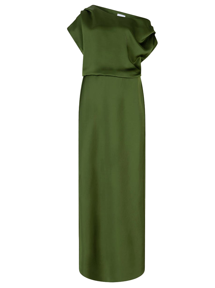 Dante 6 Epic off-shoulder satijnen maxjurk – Groen-100% polyester-DAMES JURKEN-Groen