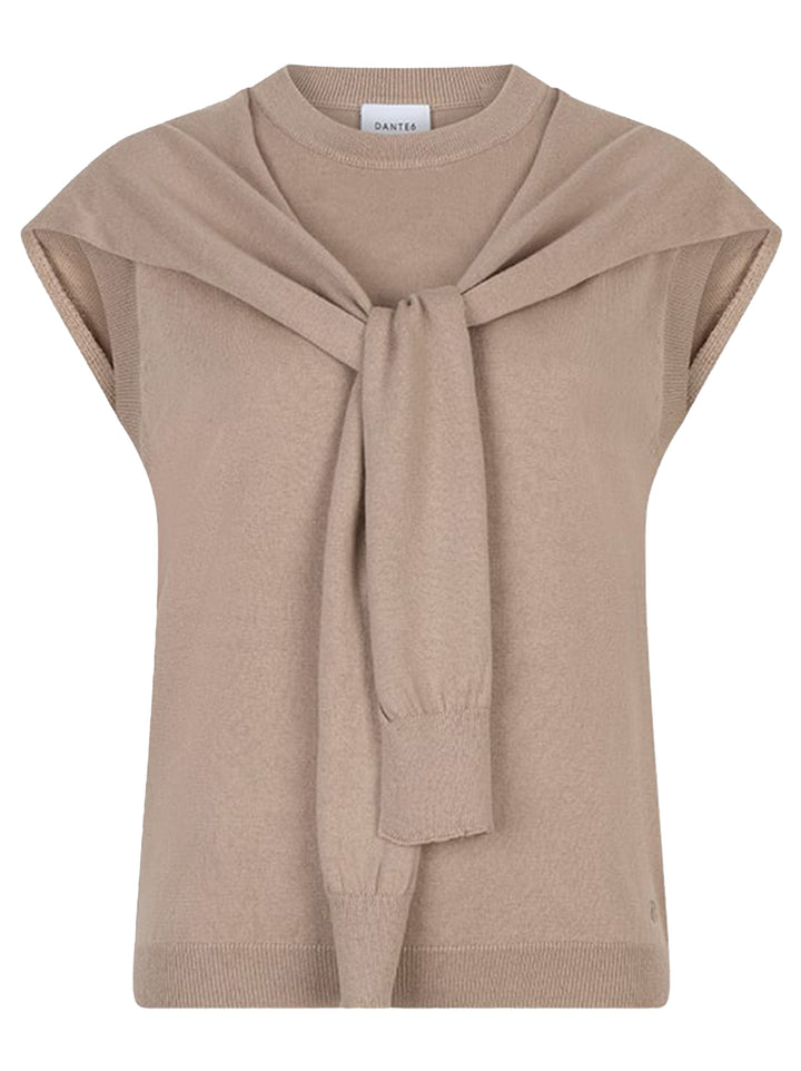 Dante 6 Fraya Mouwloze trui – Bruin-50% wol, 50% katoen-DAMES TRUIEN & VESTEN-Bruin