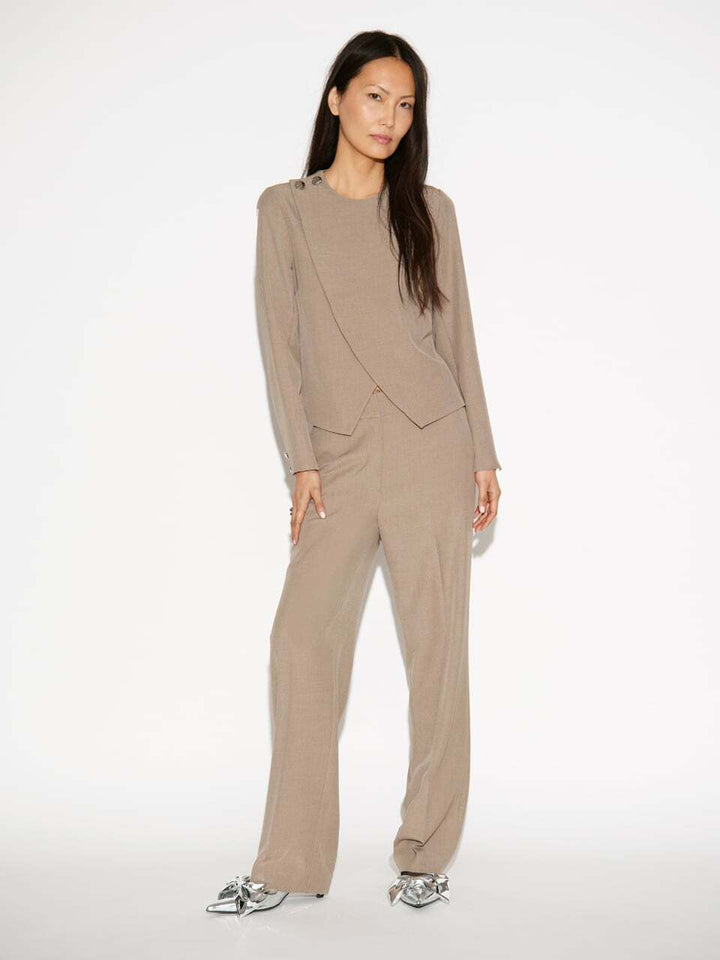 Dante 6 Gillian Top – Bruin-95% polyester, 5% elastaan-DAMES TOPS & BLOUSES-Bruin