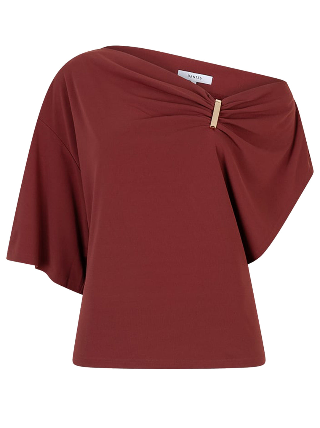 Dante 6 Gou asymmetrische luxe top – Rood-100% polyester-DAMES TOPS & BLOUSES-Rood