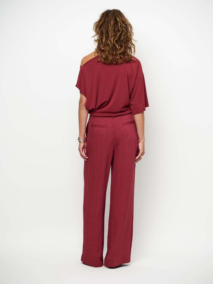 Dante 6 Gou asymmetrische luxe top – Rood-100% polyester-DAMES TOPS & BLOUSES-Rood