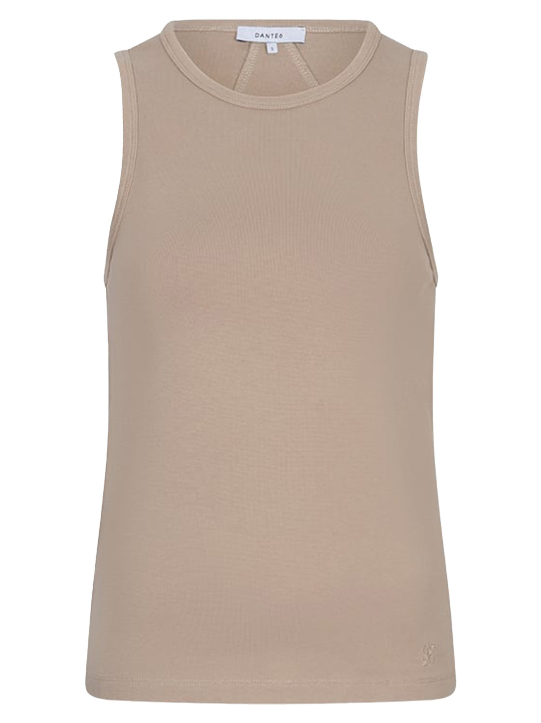 Dante 6 Jovie fijn geribde tanktop – Beige-95% katoen, 5% elastaan-DAMES TOPS & BLOUSES-Beige