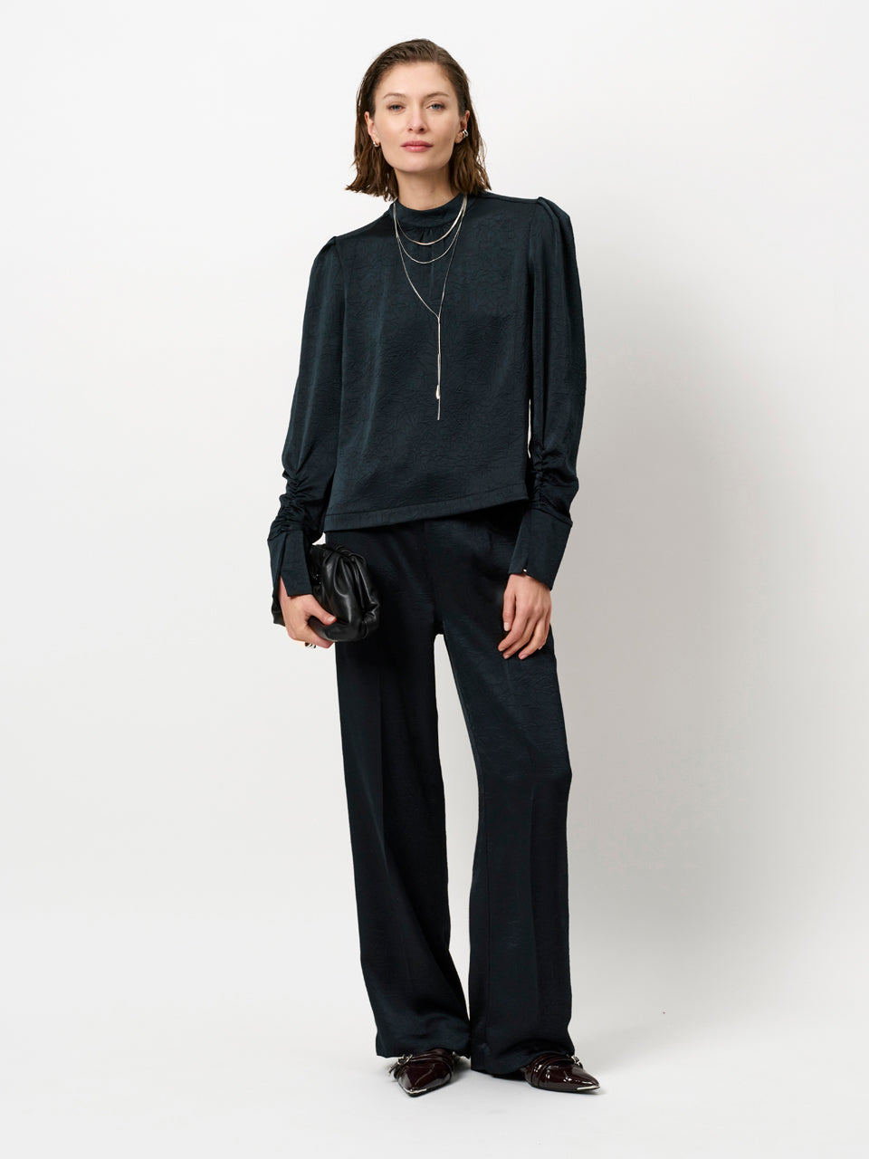 Dante 6 Jules Creased Satin Pants – Groen-100% polyester-DAMES BROEKEN-Groen