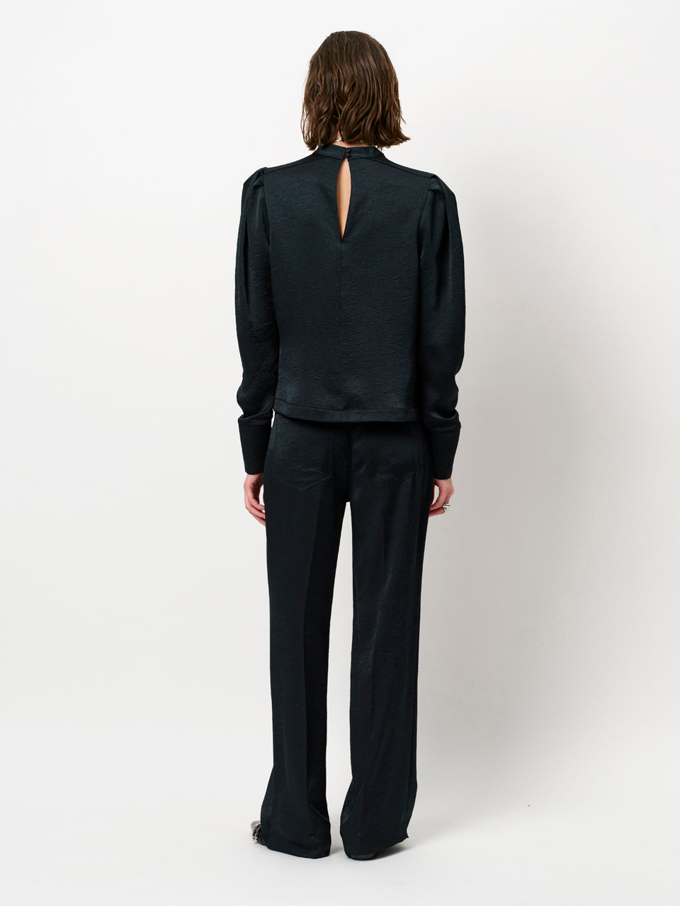 Dante 6 Jules Creased Satin Pants – Groen-100% polyester-DAMES BROEKEN-Groen