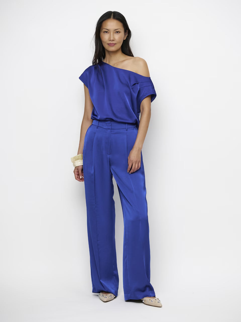 Dante 6 Jules satijnen broek – Blauw-100% polyester-DAMES BROEKEN-Blauw