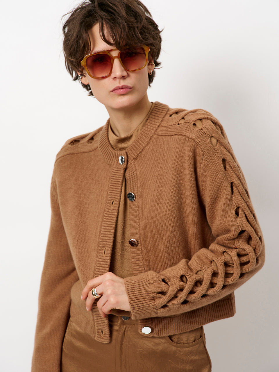 Dante 6 Knit Cardigan – Bruin-50% wol, 30% polyamide, 20% modal-DAMES TRUIEN & VESTEN-Bruin