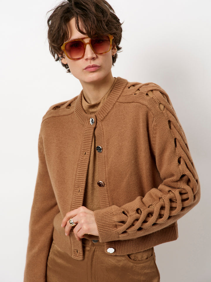 Dante 6 Knit Cardigan – Bruin-50% wol, 30% polyamide, 20% modal-DAMES TRUIEN & VESTEN-Bruin