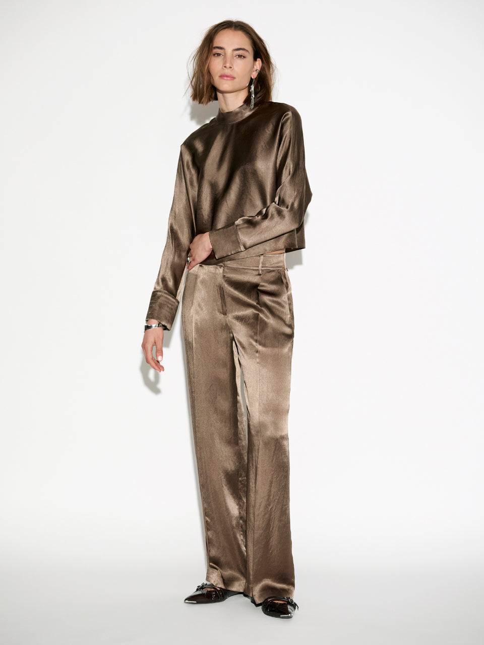 Dante 6 Lorelle Boxy Top – Bruin-100% polyester-DAMES TOPS & BLOUSES-Bruin