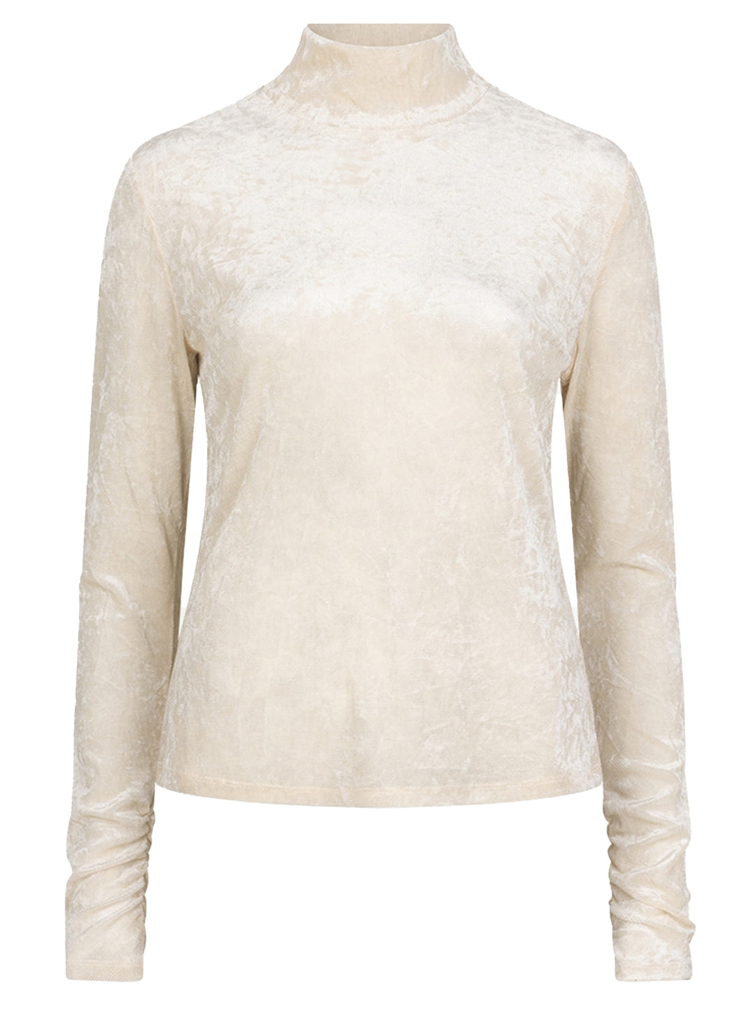 Dante 6 Olya Velvet Mesh Top – Beige-90% polyester, 10% elasthaan-DAMES TOPS & BLOUSES-Beige
