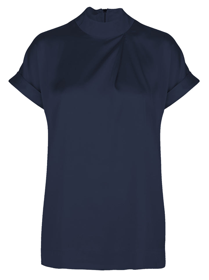 Dante 6 Opium Satin Top – Blauw-100% polyester-DAMES TOPS & BLOUSES-Blauw