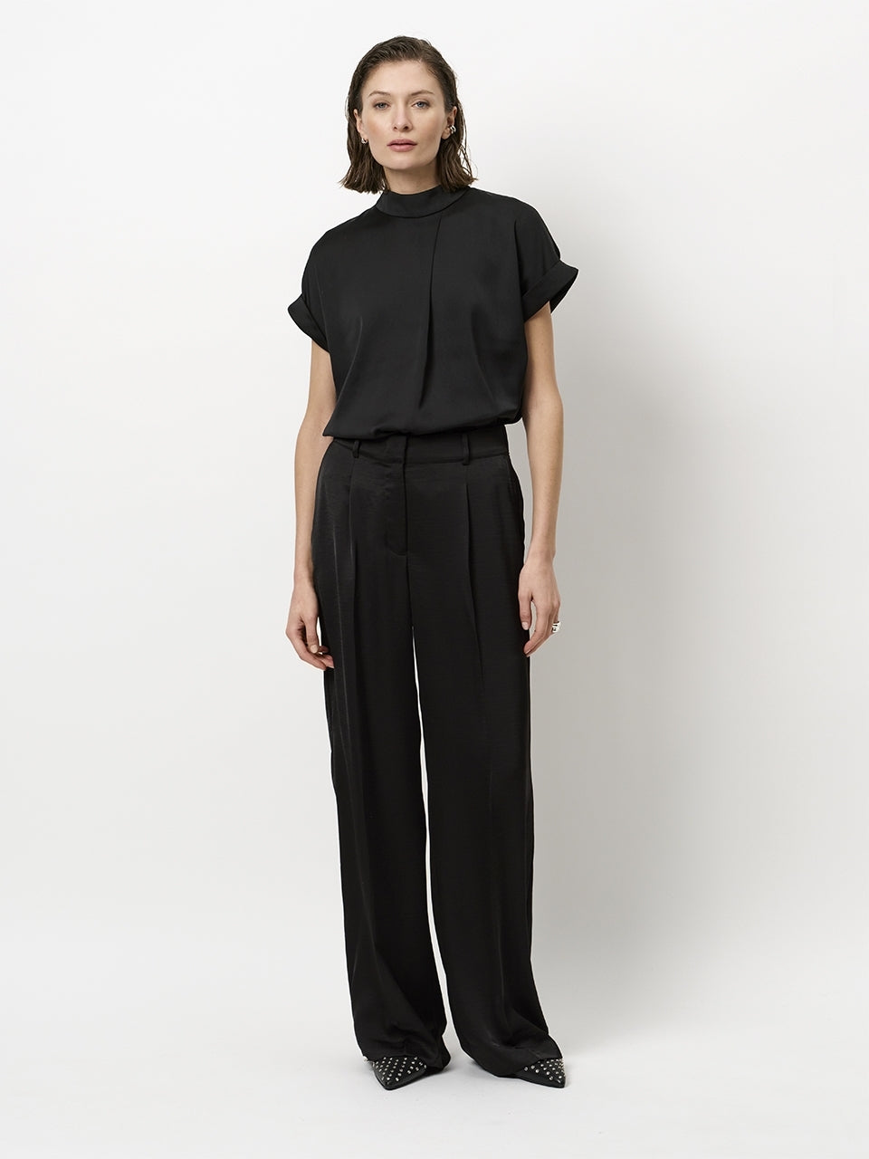 Dante 6 Opium Satin Top – Zwart-100% polyester-DAMES TOPS & BLOUSES-Zwart