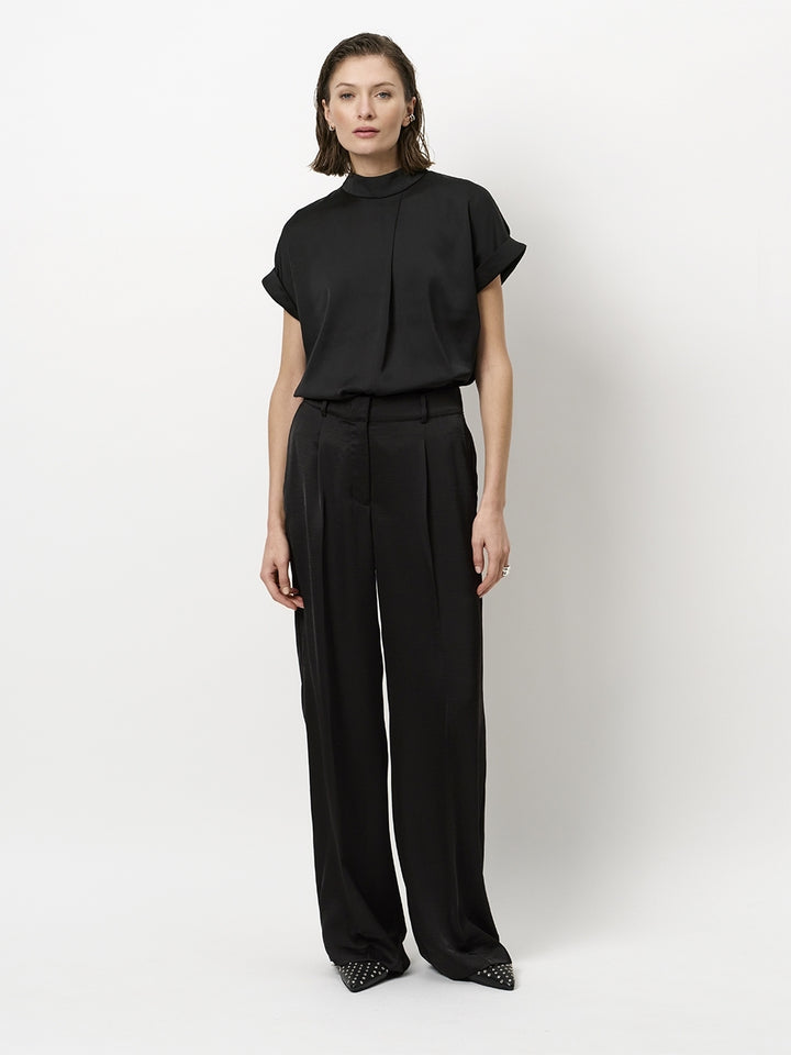 Dante 6 Opium Satin Top – Zwart-100% polyester-DAMES TOPS & BLOUSES-Zwart