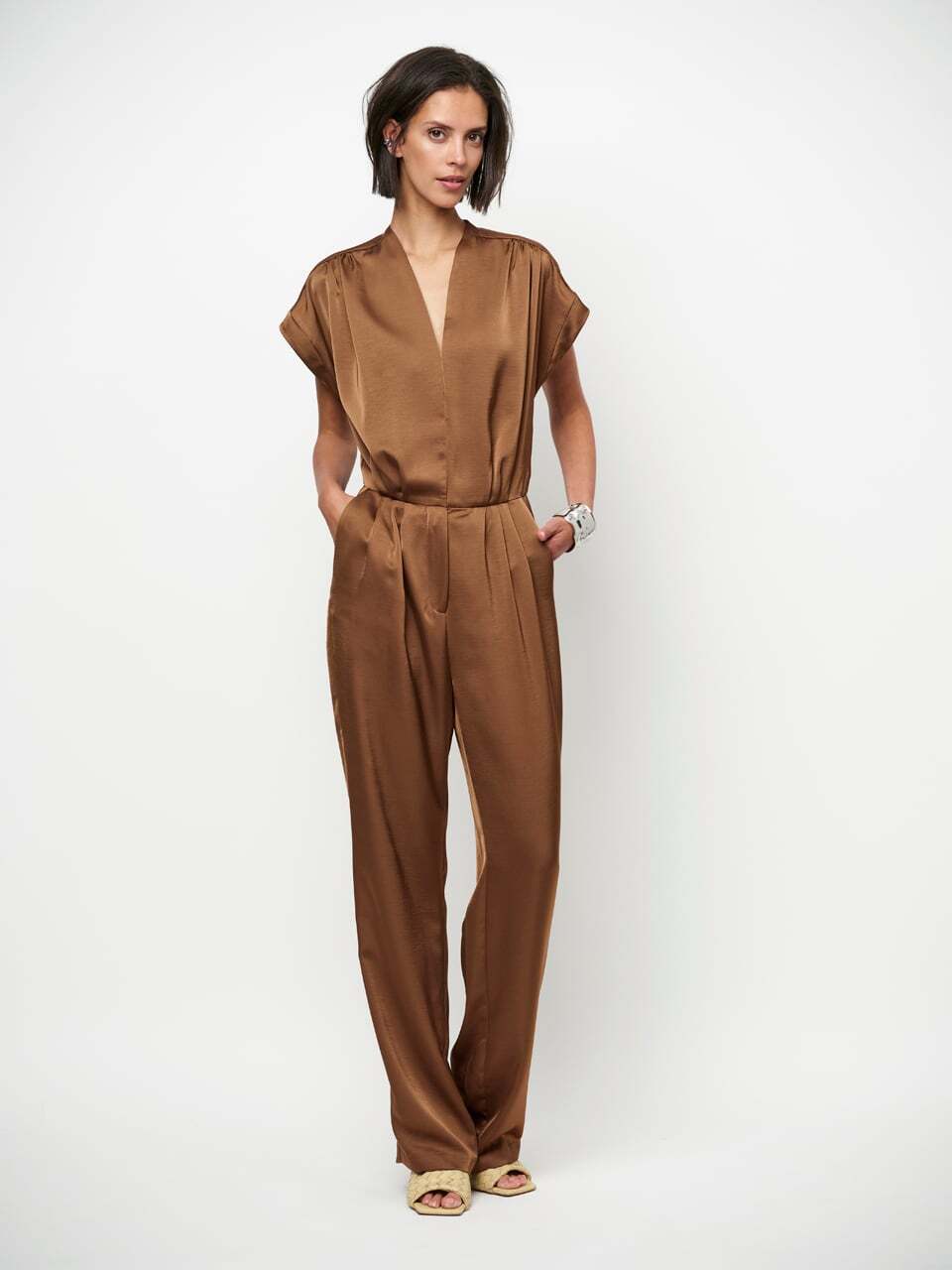 Dante 6 Oyana Jumpsuit – Bruin-100% polyester-DAMES JURKEN-Bruin