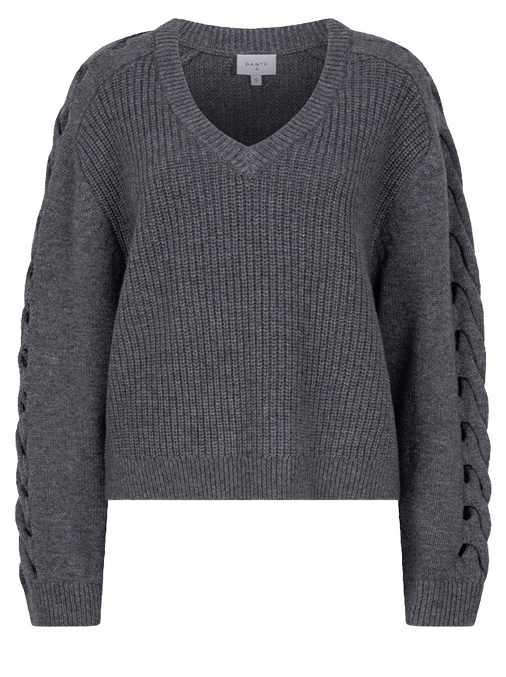 Dante 6 Palomo Braided Sweater – Grijs-50% wol, 30% polyamide, 20% modaal-DAMES TRUIEN & VESTEN-Grijs