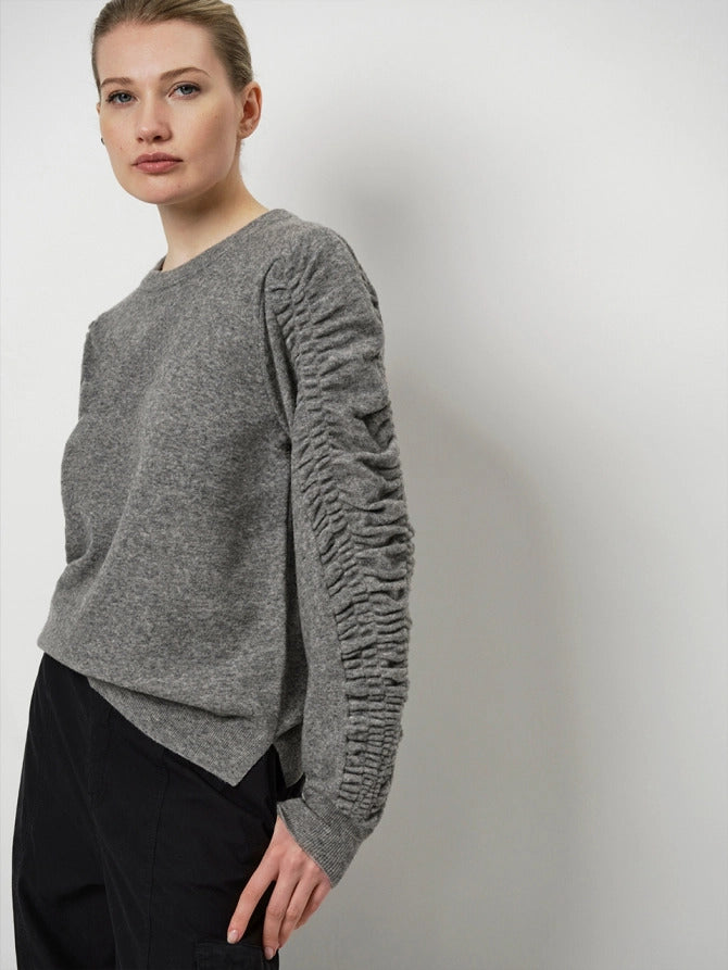 Dante 6 PARDON trui-47% wol, 38% viscose, 10% polyamide, 5% kasjmier-DAMES TRUIEN & VESTEN-Grijs