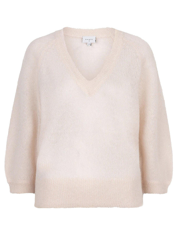 Dante 6 Rhoda alpaca/wolmix trui met V-hals-41% alpaka wol, 37% polyamide, 22% wol-DAMES TRUIEN & VESTEN-Roze