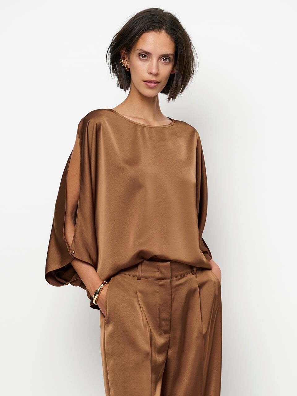 Dante 6 Risette Blouse – Bruin-100% polyester-DAMES TOPS & BLOUSES-Bruin