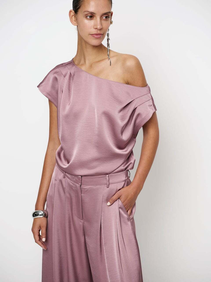 Dante 6 Roam satijnen drapey crop top – Paars-100% polyester-DAMES TOPS & BLOUSES-Paars