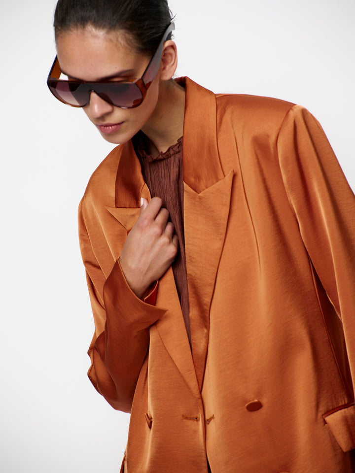 Dante 6 Sevigny double-breasted satijnen blazer-100% polyester-DAMES BLAZERS & JASJES-Oranje