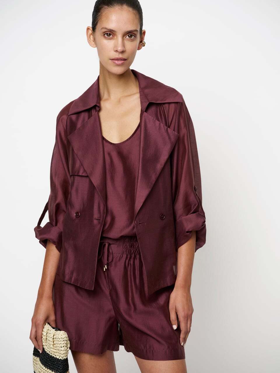 Dante 6 Svea korte trench-style blazer – Rood-85% tencel, 15% polyester-DAMES BLAZERS & JASJES-Rood