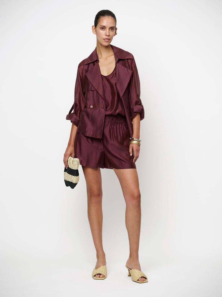 Dante 6 Svea korte trench-style blazer – Rood-85% tencel, 15% polyester-DAMES BLAZERS & JASJES-Rood