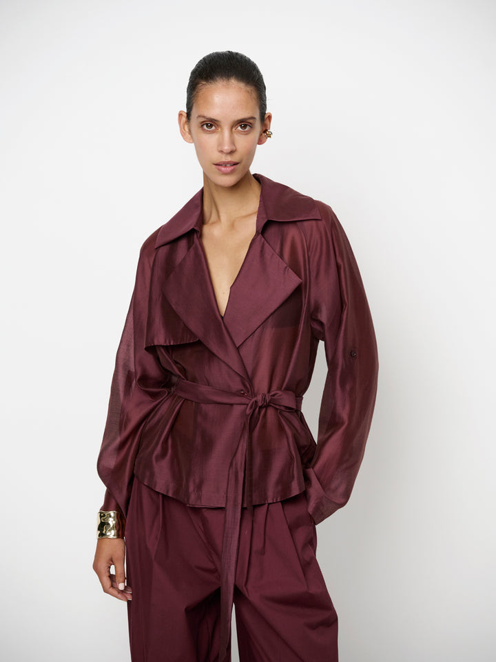 Dante 6 Svea korte trench-style blazer – Rood-85% tencel, 15% polyester-DAMES BLAZERS & JASJES-Rood