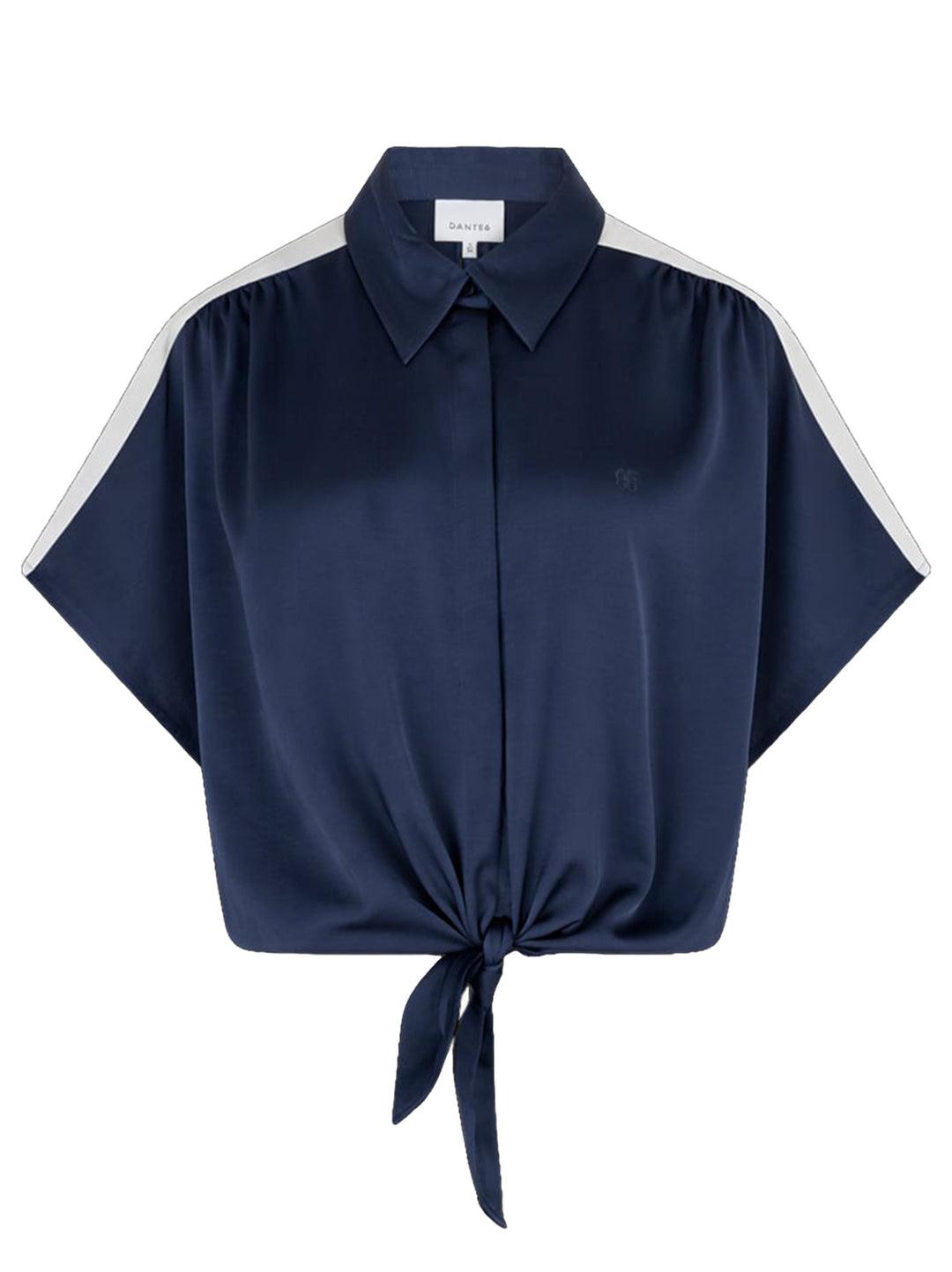 Dante 6 Tie Knot Shirt - Blauw -100% polyester-DAMES TOPS & BLOUSES-Blauw