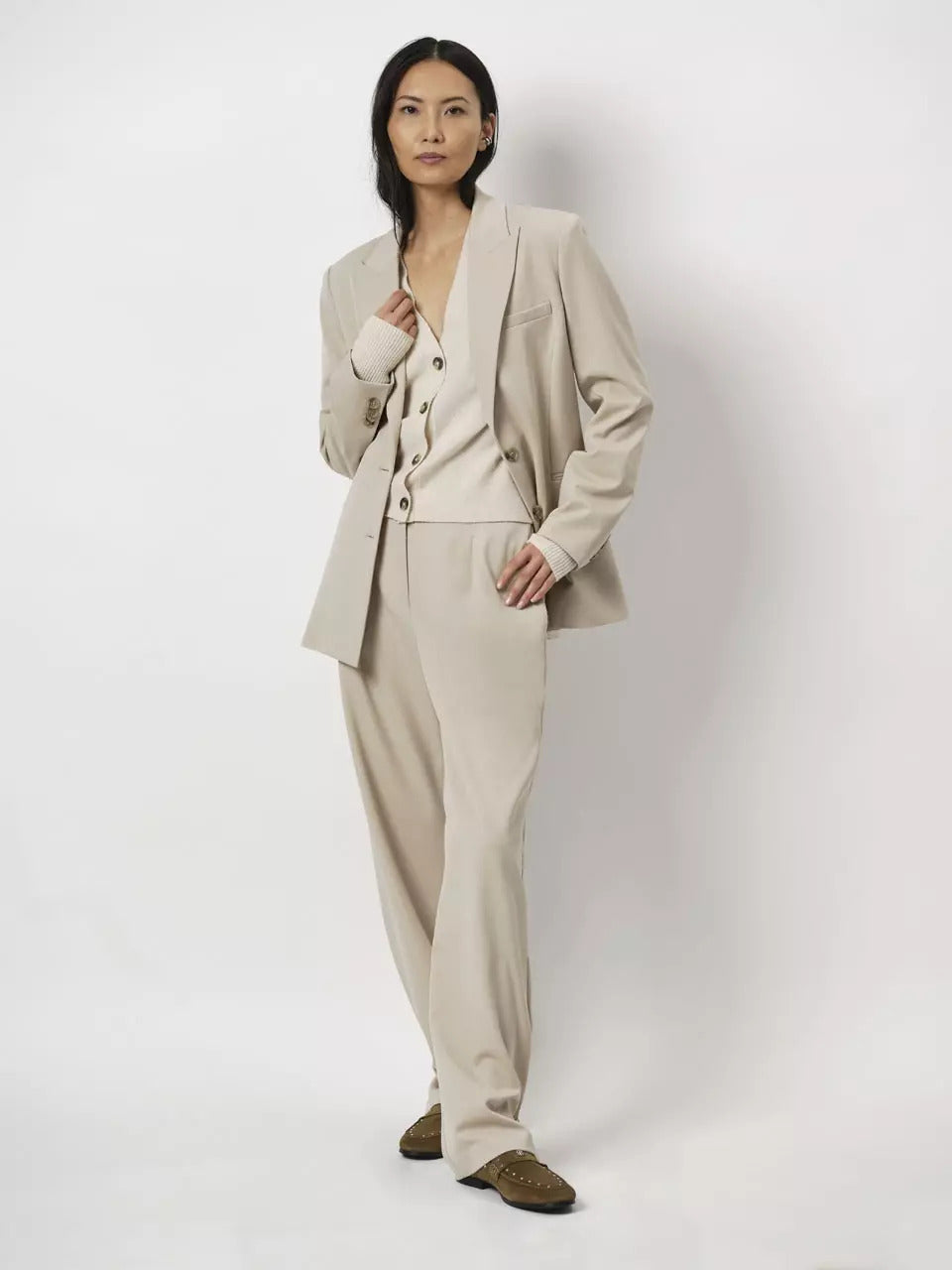 Dante 6 VENISE pants-75% polyester, 21% viscose, 4% elastane-DAMES BROEKEN-Beige