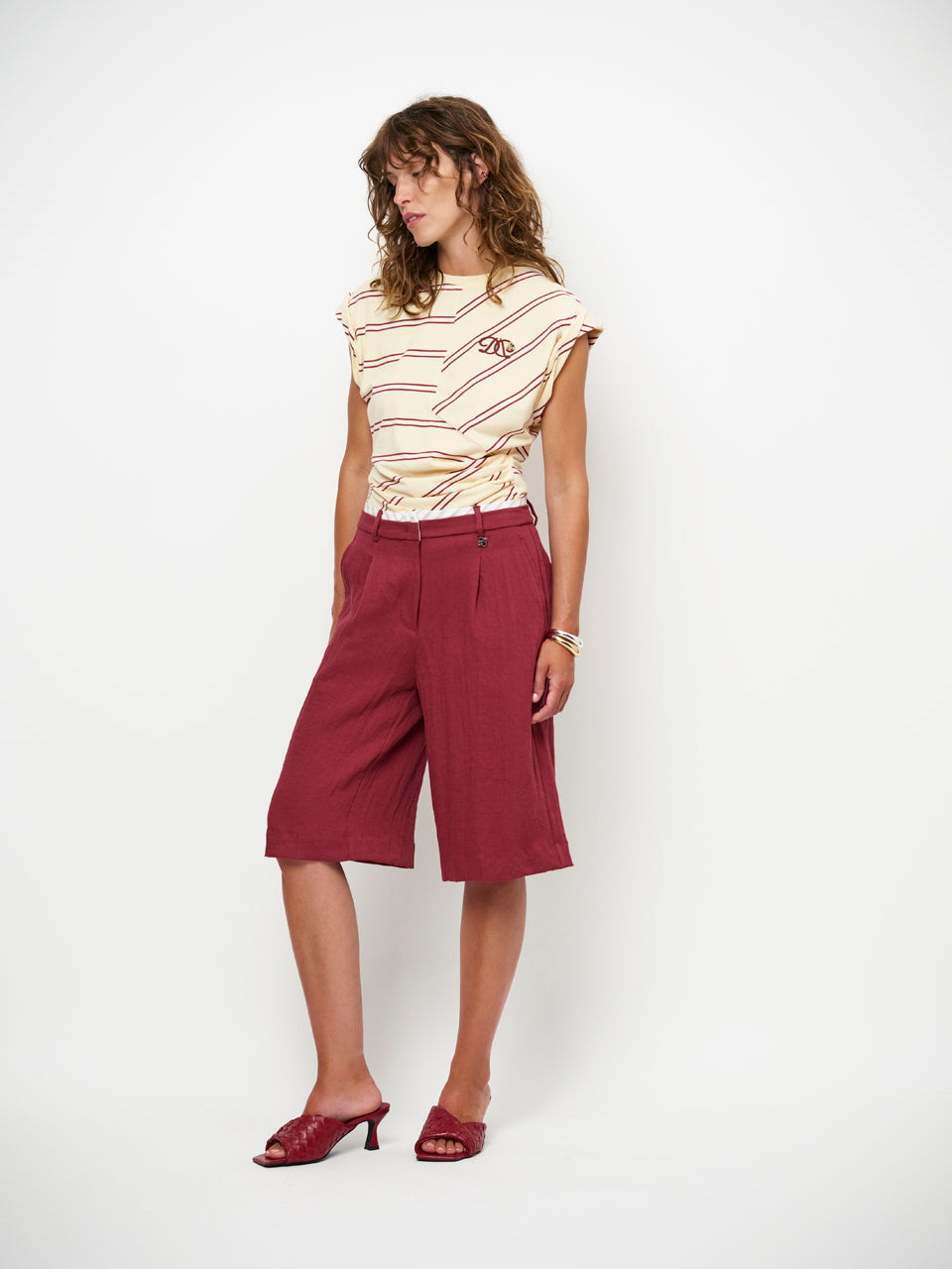 Dante 6 Vesna T-shirt met streep – Rood-100% katoen-DAMES TOPS & BLOUSES-Rood