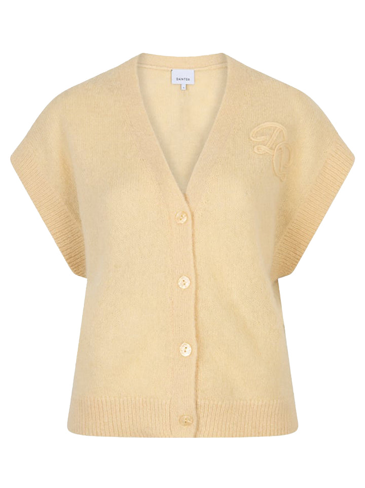 Dante 6 Zyra V-hals vest met korte mouwen – Geel-41% alpaca wol, 37% polyamide, 22% merino wol-DAMES TRUIEN & VESTEN-Geel