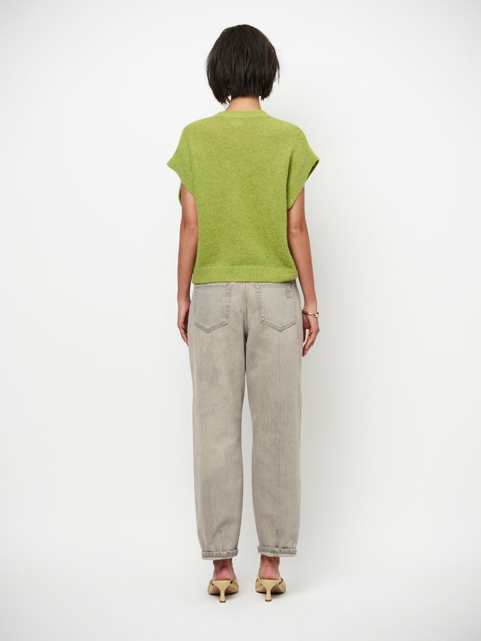 Dante 6 Zyra V-hals vest met korte mouwen – Groen-41% alpaca wol, 37% polyamide, 22% merino wol-DAMES TRUIEN & VESTEN-Gro