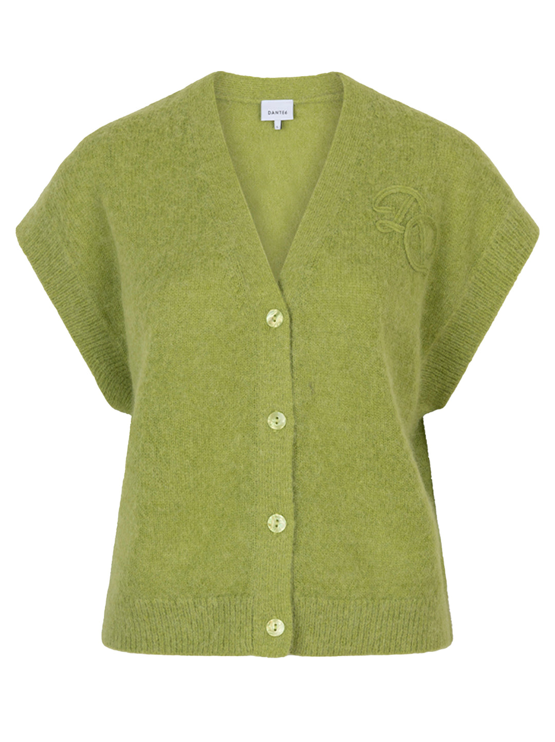 Dante 6 Zyra V-hals vest met korte mouwen – Groen-41% alpaca wol, 37% polyamide, 22% merino wol-DAMES TRUIEN & VESTEN-Gro