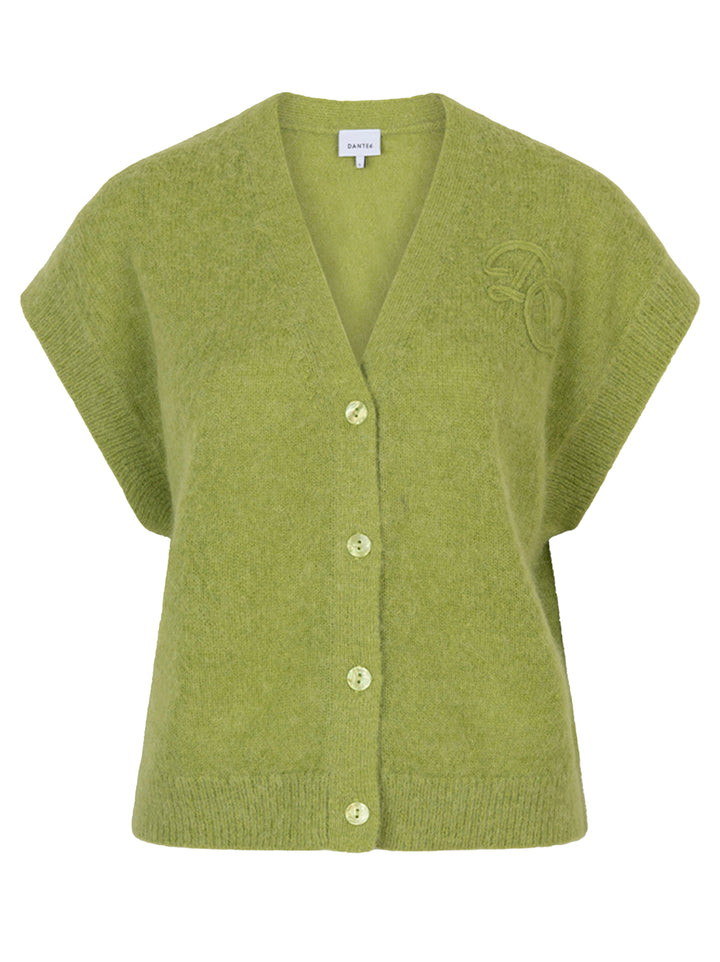 Dante 6 Zyra V-hals vest met korte mouwen – Groen-41% alpaca wol, 37% polyamide, 22% merino wol-DAMES TRUIEN & VESTEN-Gro