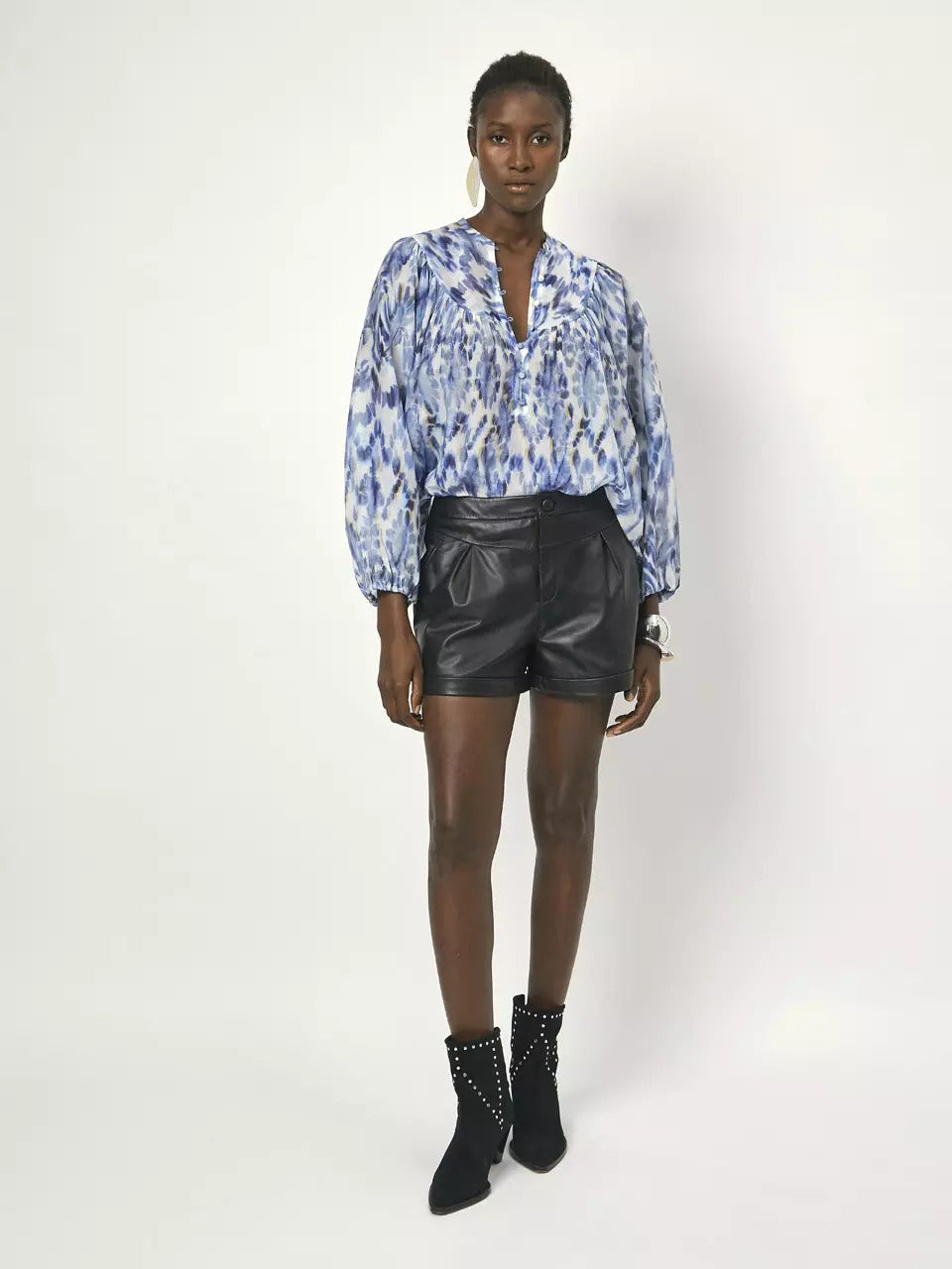 DANTE6 BIARRITZ blouse-80% katoen, 20% zijde-DAMES TOPS & BLOUSES-Blauw